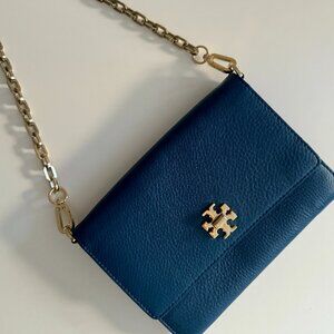 Tory Burch Blue Crossbody Wallet on Chain Mercer Bag